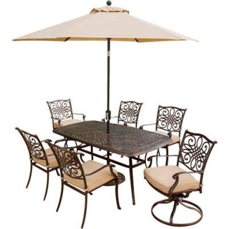 ALMO FULFILLMENT SERVICES LLC Hanover® Traditions 7 Piece Outdoor Dining Set w/ Umbrella Table TRADITIONS7PCSW-SU